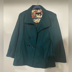 Steve Madden Womens Emerald Double Breasted Pea Coat Size XLarge Wool Blend
